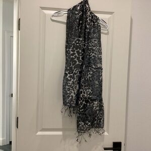 Gray Black Leopard Print Scarf - NWT
